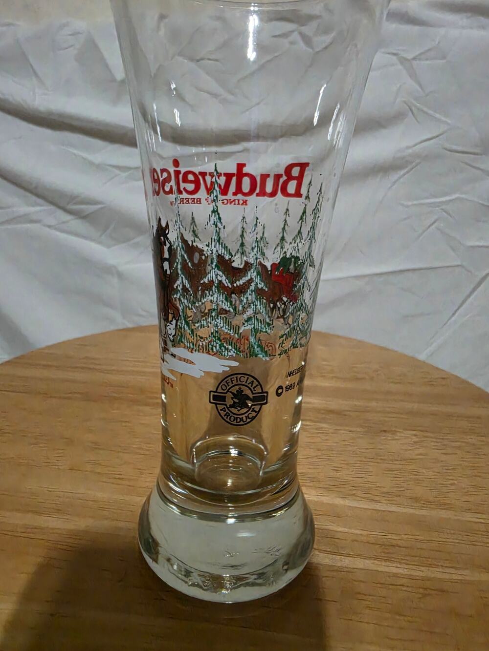 Vintage 1989 Budweiser Clydesdales Holiday Pilsner Glass
